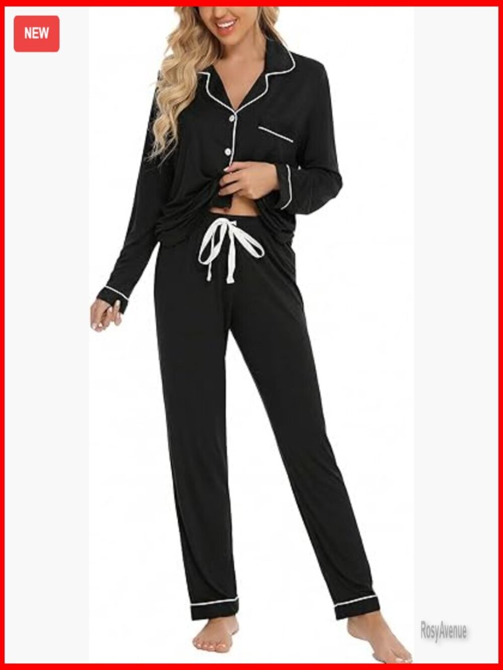Button Down Pajama Set Soft Viscose Long Sleeve Pjs Maternity Nursing Loungewear